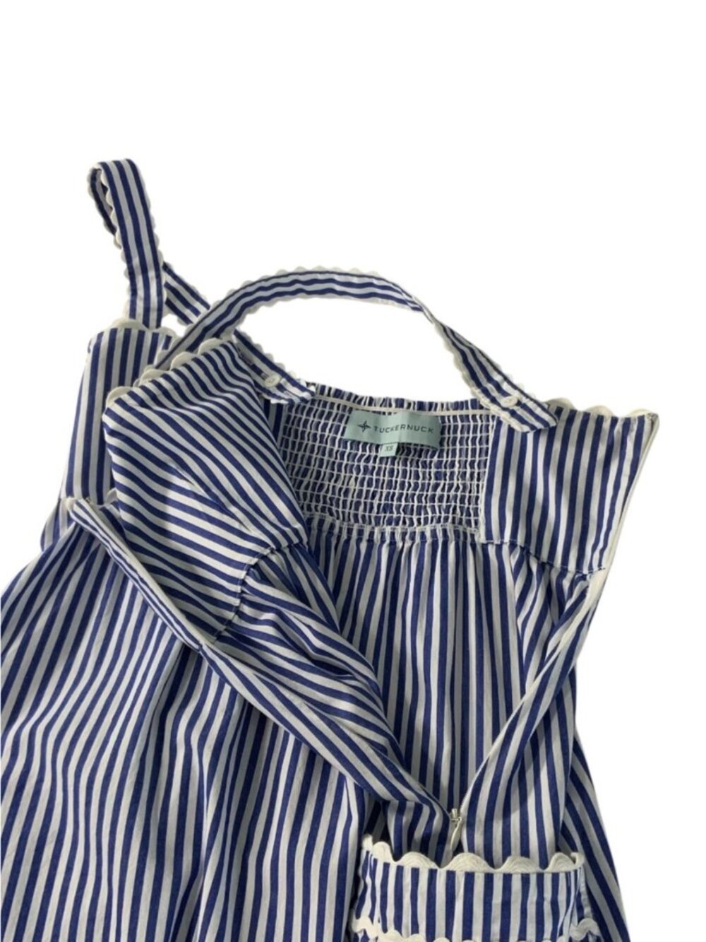 Tuckernuck Blue Stripe Georgia Sleeveless Dress XS Cotton A-Line DEFECT - Picture 5 of 16